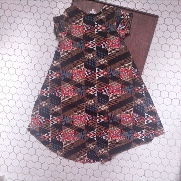 LuLaRoe 3/$35 Houndstouth Abstract Carly Dress S - Picture 2 of 3